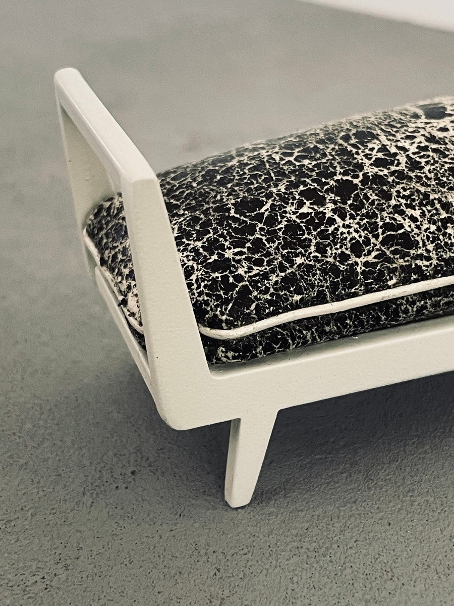 Noah Bench in Spatter Fabric with White Frame