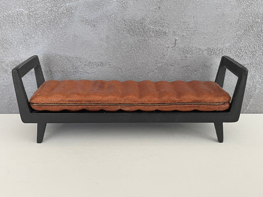 Noah Bench in Tan Ribbed Leather with Black Base