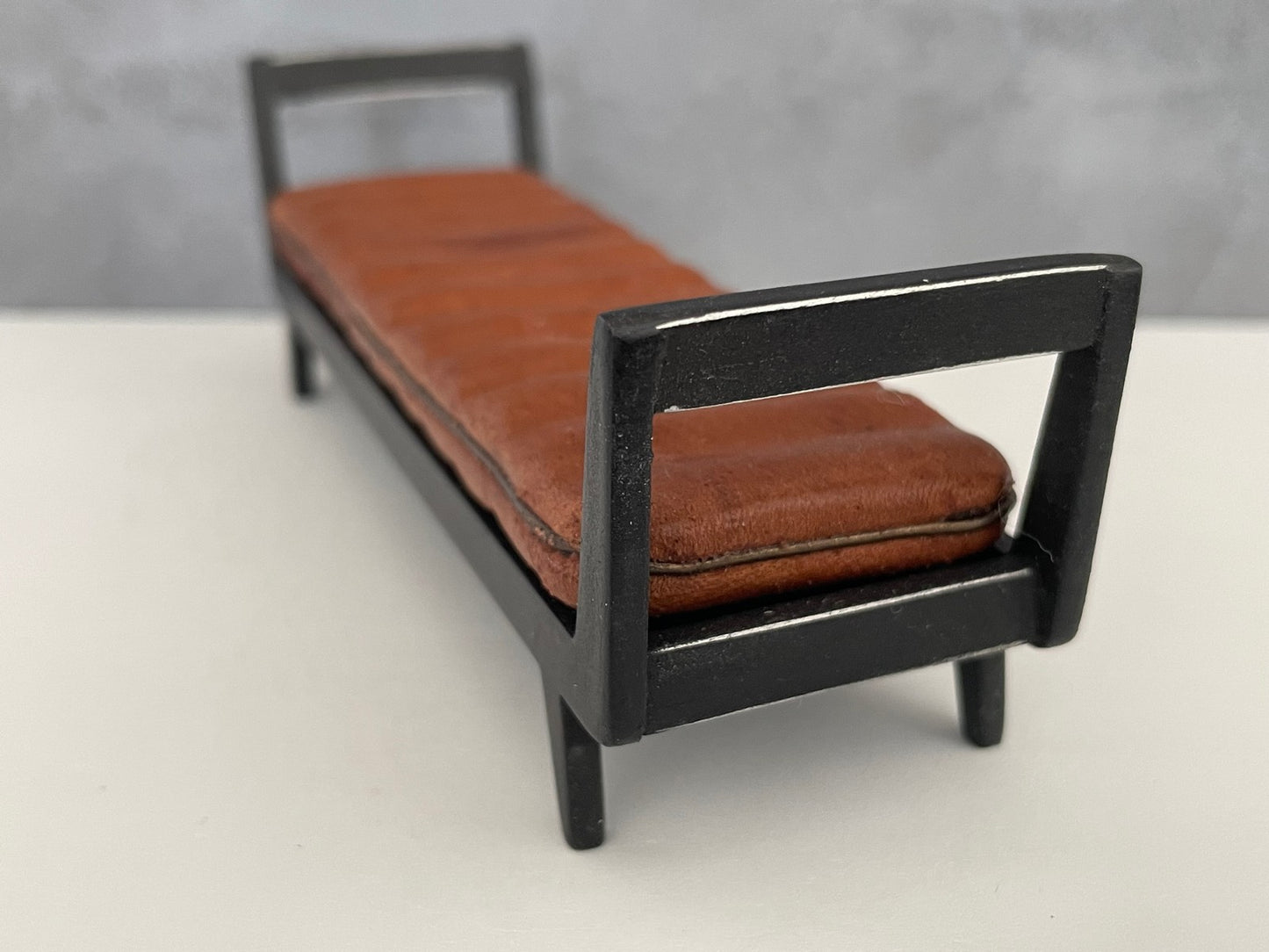 Noah Bench in Tan Ribbed Leather with Black Base