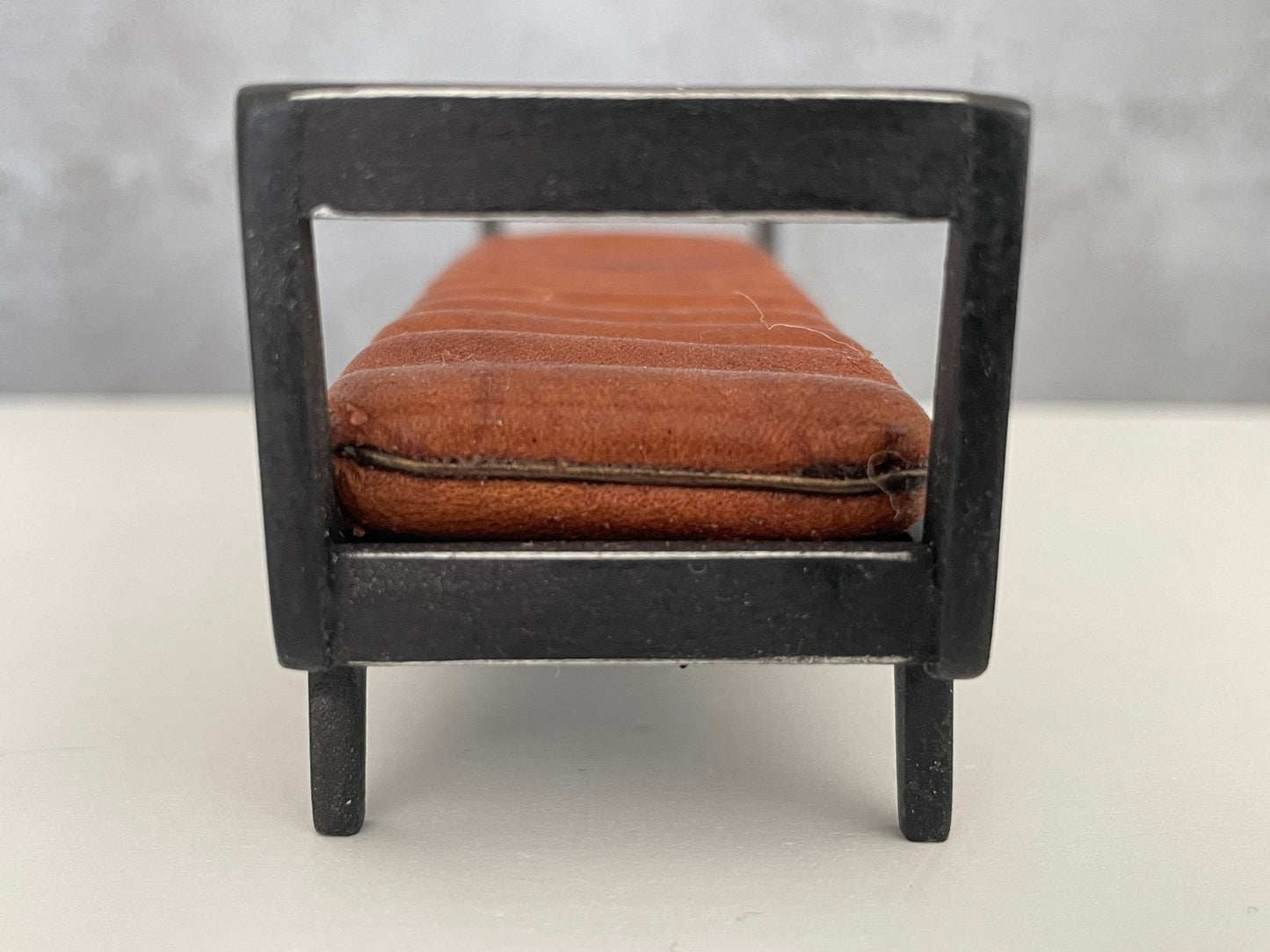 Noah Bench in Tan Ribbed Leather with Black Base