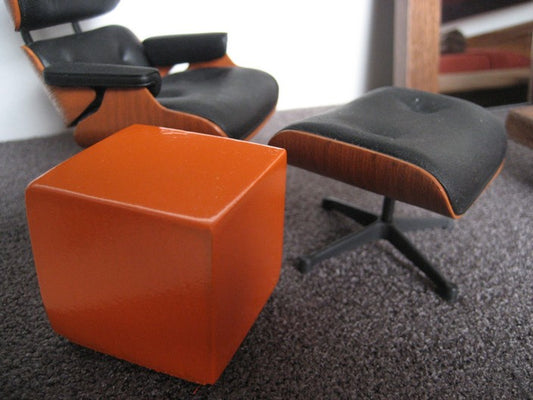 Orange Painted Wood Cube