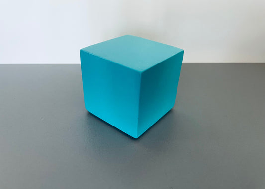 Turquoise Painted Wood Cube