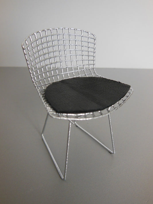 Bertoia Chair in Silver with Black Seat Pad