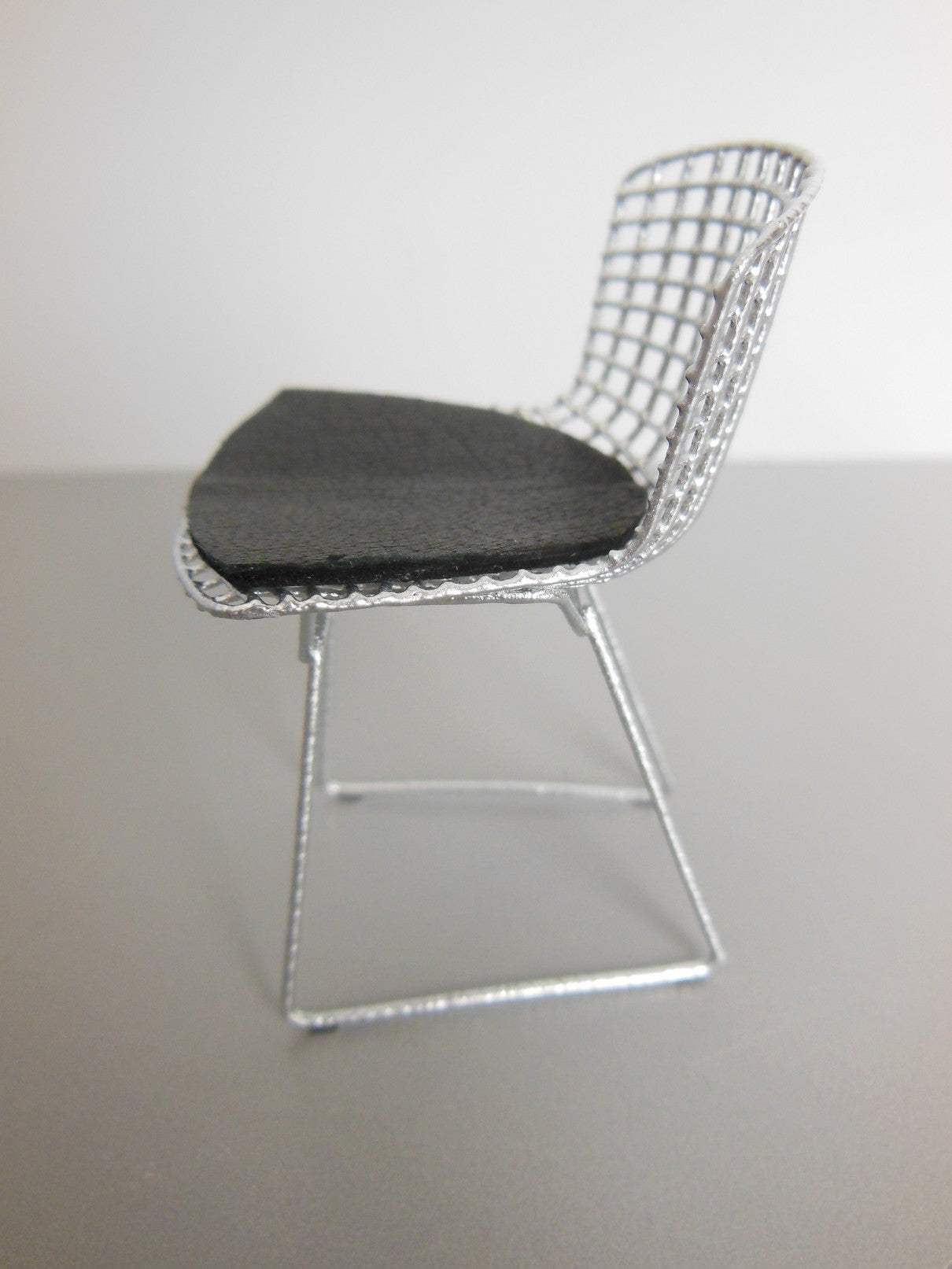 Bertoia Chair in Silver with Black Seat Pad