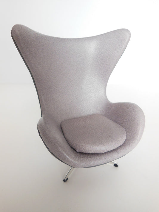 Egg Chair in Gray Leather with Dark Gray Trim