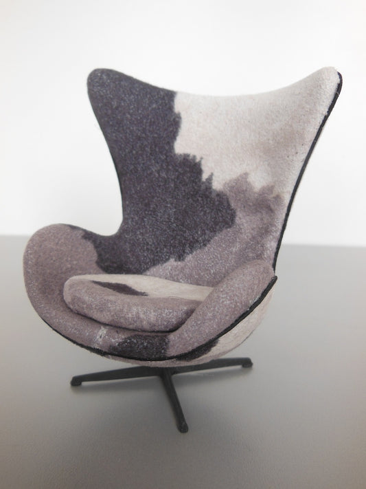 Egg Chair in Pony Print Fabric with Black Base