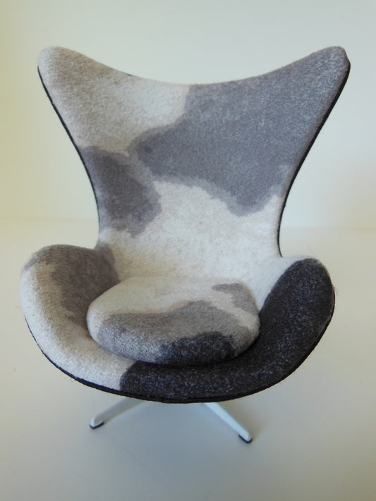 Egg Chair in Pony Print Fabric with White Base
