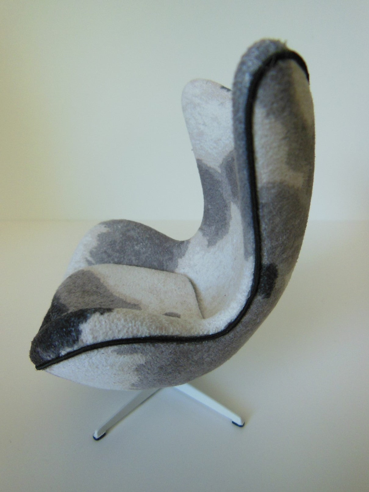 Egg Chair in Pony Print Fabric with White Base