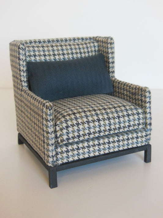 Marcel Wingback Chair in Houndstooth