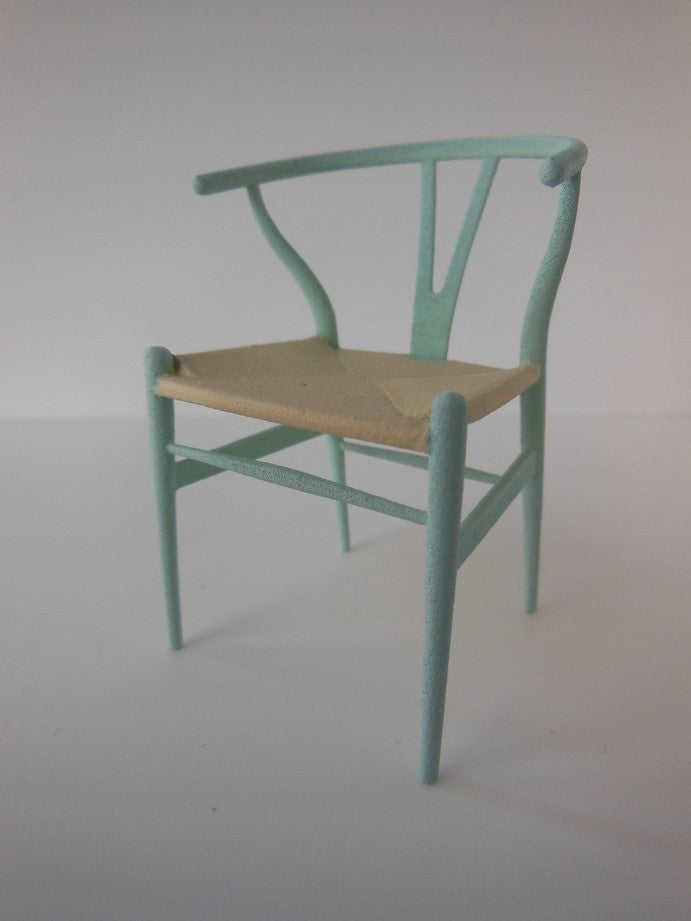 Wishbone Chair - Aqua with Natural Seat