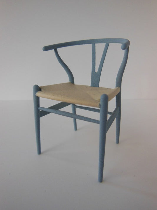 Wishbone Chair - Blue Gray with Natural Seat