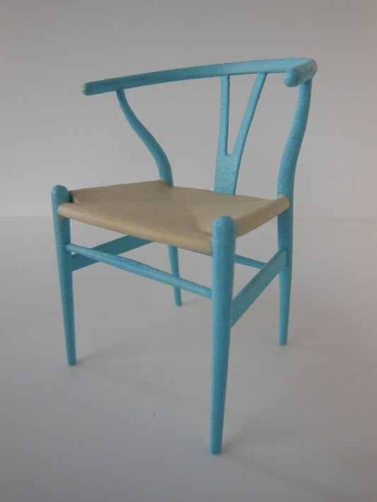 Wishbone Chair - Medium Blue with Natural Seat
