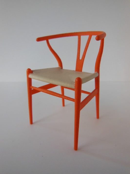 Wishbone Chair - Orange with Natural Seat