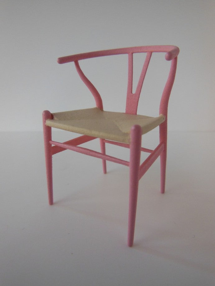Wishbone Chair - Pink with Natural Seat