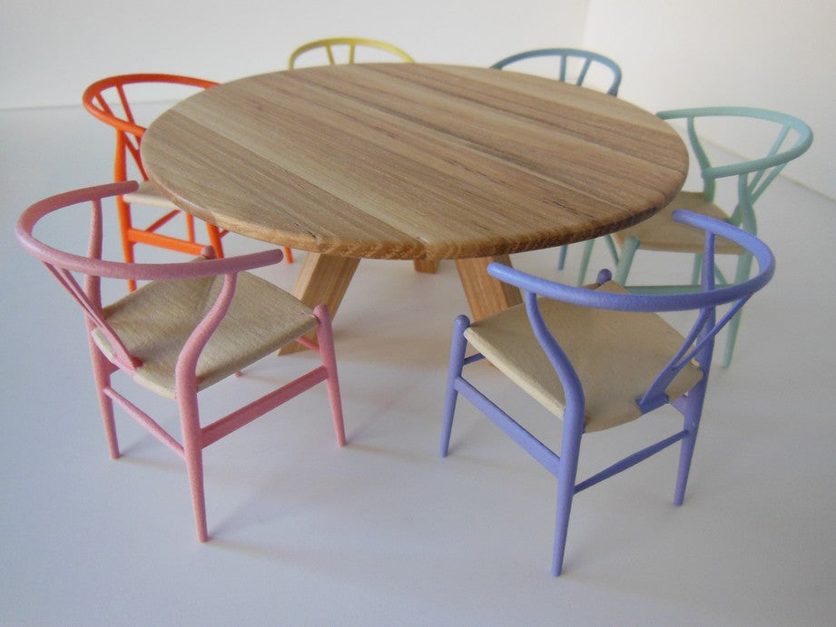 Wishbone Chair - Pink with Natural Seat