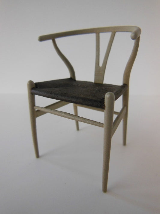 Wishbone Chair - Beige with Espresso Vinyl Seat