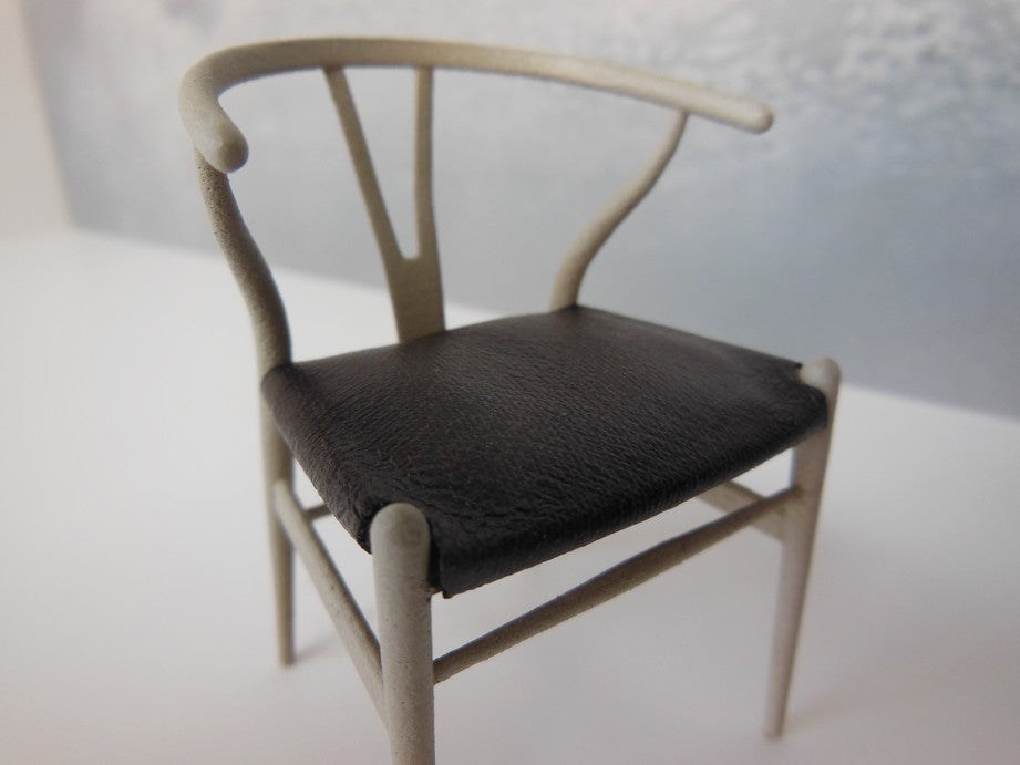Wishbone Chair - Beige with Espresso Vinyl Seat