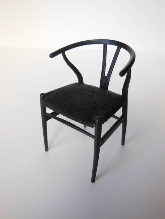 Wishbone Chair - Black with Black Microsuede Seat