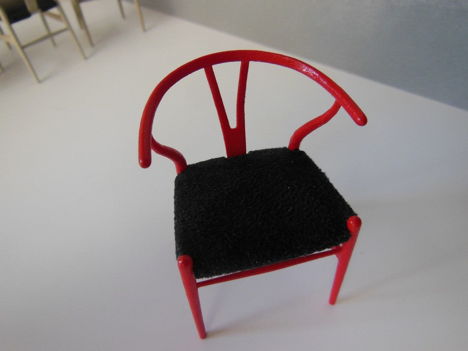 Wishbone Chair - Red with Black Microsuede Seat
