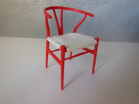 Wishbone Chair - Red with Cream Microsuede Seat