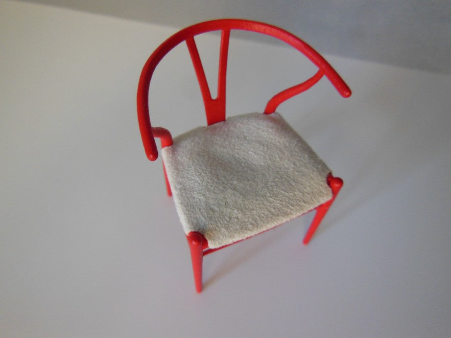 Wishbone Chair - Red with Cream Microsuede Seat