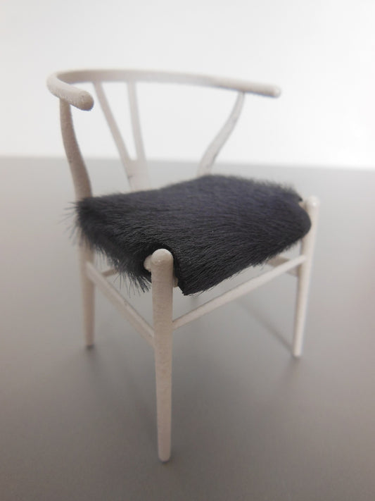 Wishbone Chair - White with Gray Hide Seat