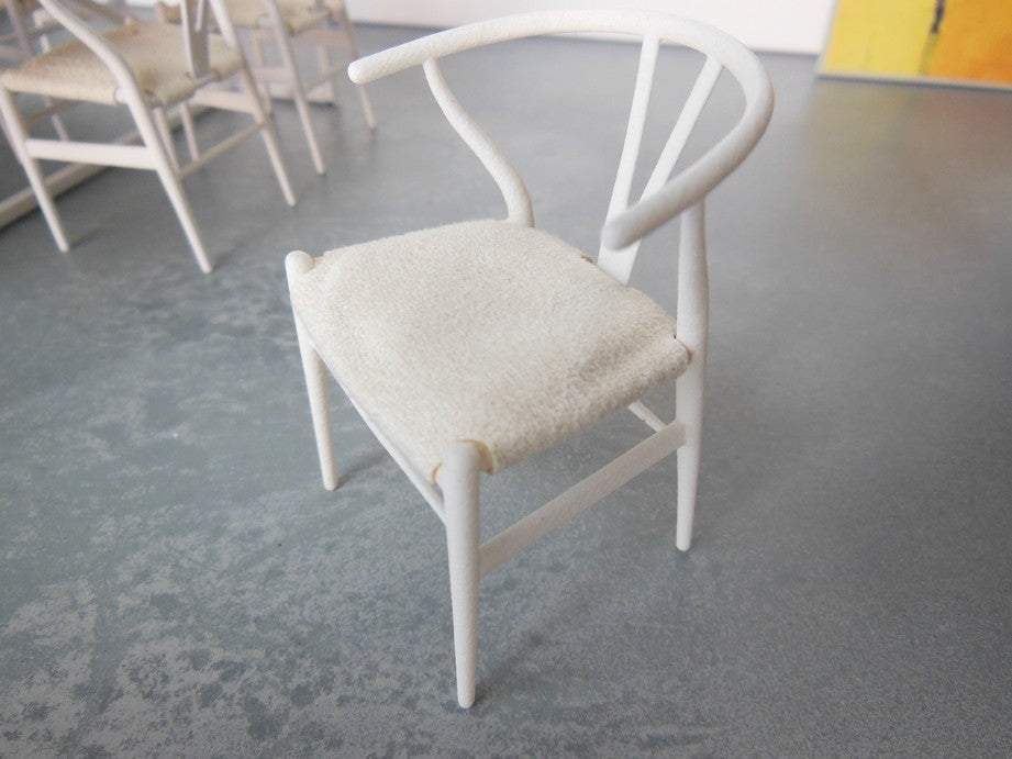 Wishbone Chair - White with Cream Microsuede Seat