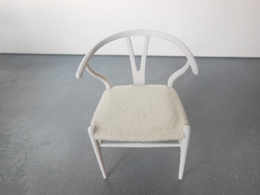 Wishbone Chair - White with Cream Microsuede Seat