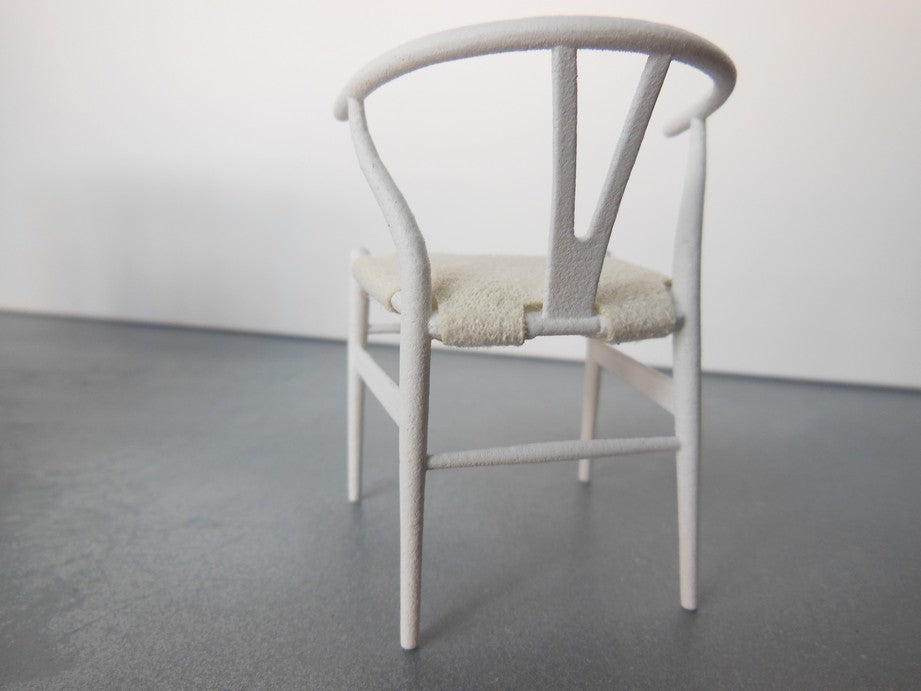 Wishbone Chair - White with Cream Microsuede Seat