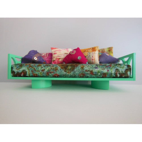 Cortez Daybed with Teal Frame and Moroccan Print Mattress and Pillows