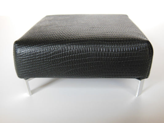 Ottoman in Black Croc Leather