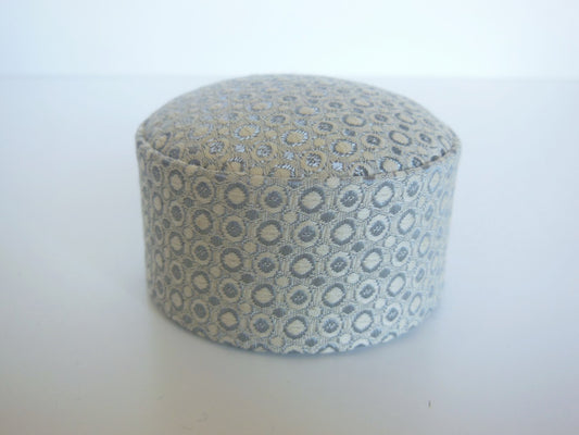 Large Round Ottoman in Cream/Blue