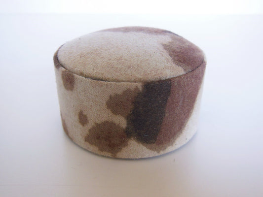 Large Round Ottoman in Tan Pony Hide