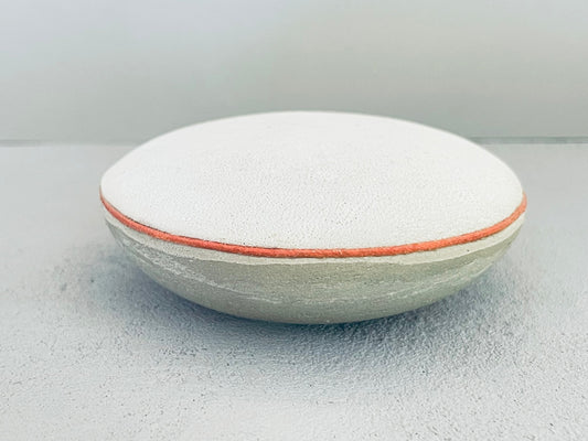 Round Concrete Base Ottoman with Gray Micro Suede Cushion Top