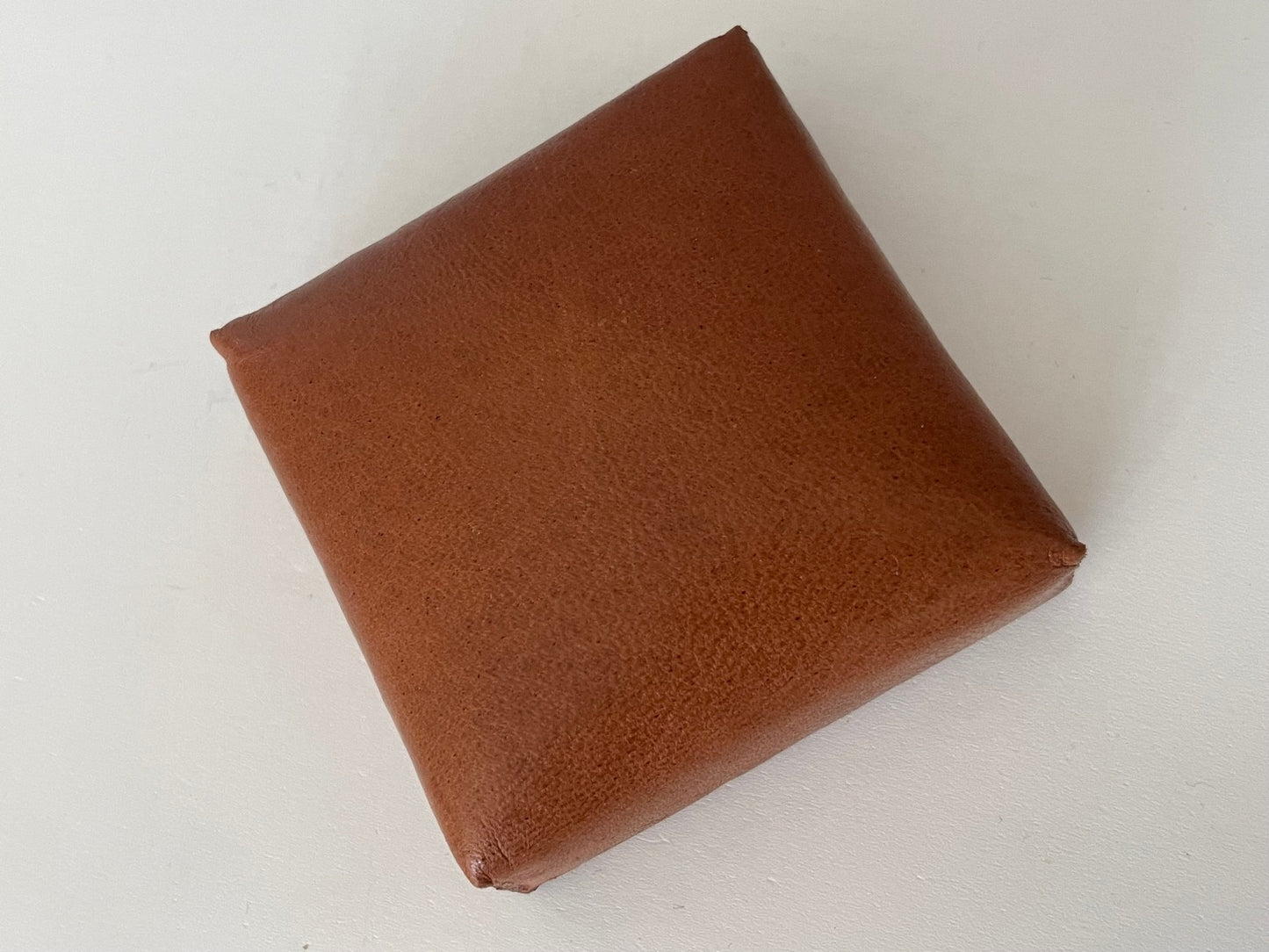 Dark Tan Leather Square Ottoman