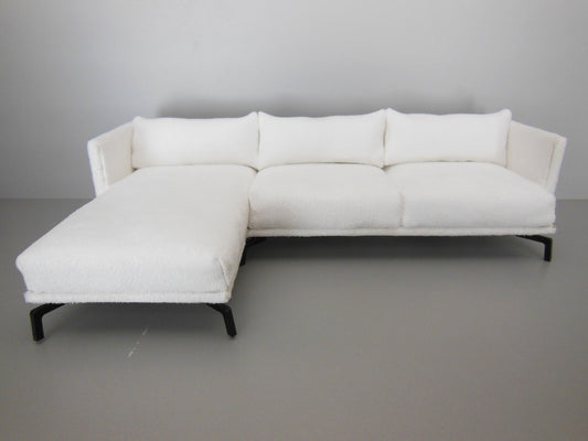 Lusso Sectional in White Micro Suede