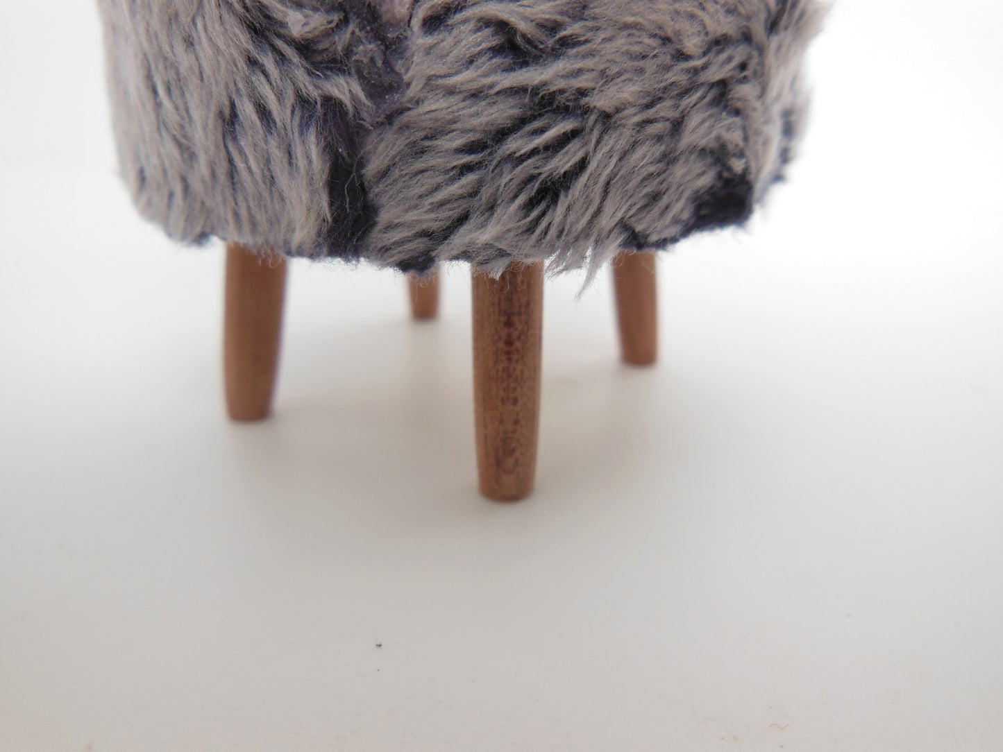 Gray Faux Fur Stool