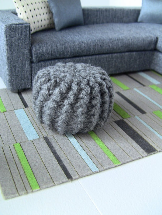 Light Gray Knitted Pouf