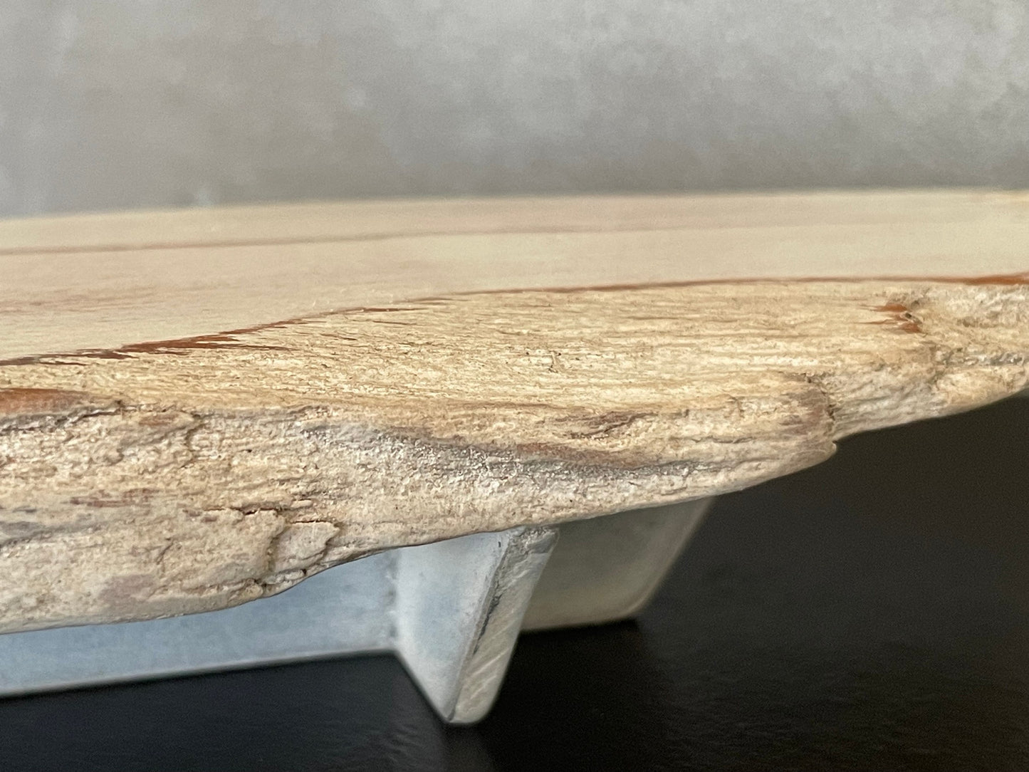 White Wash Driftwood Coffee Table with Cross Base
