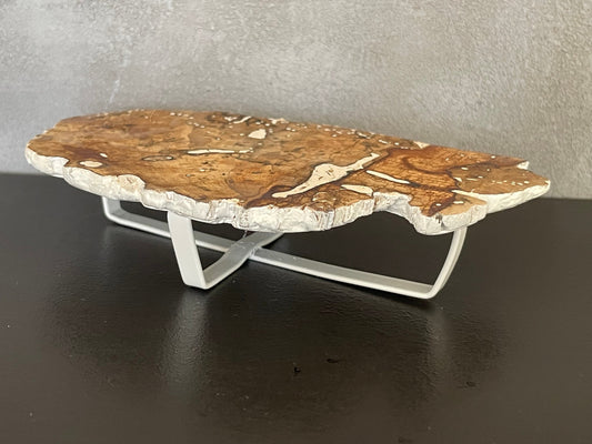Driftwood Coffee Table with White Metal Base