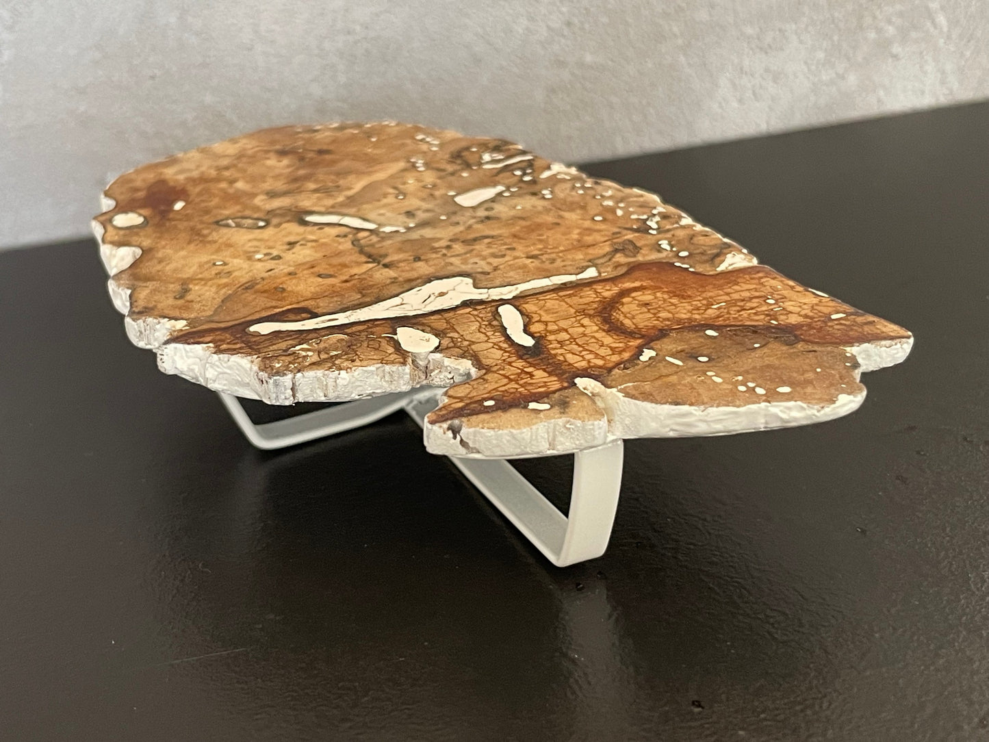 Driftwood Coffee Table with White Metal Base