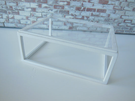 Parsons Coffee Table with Glass Top and White Base