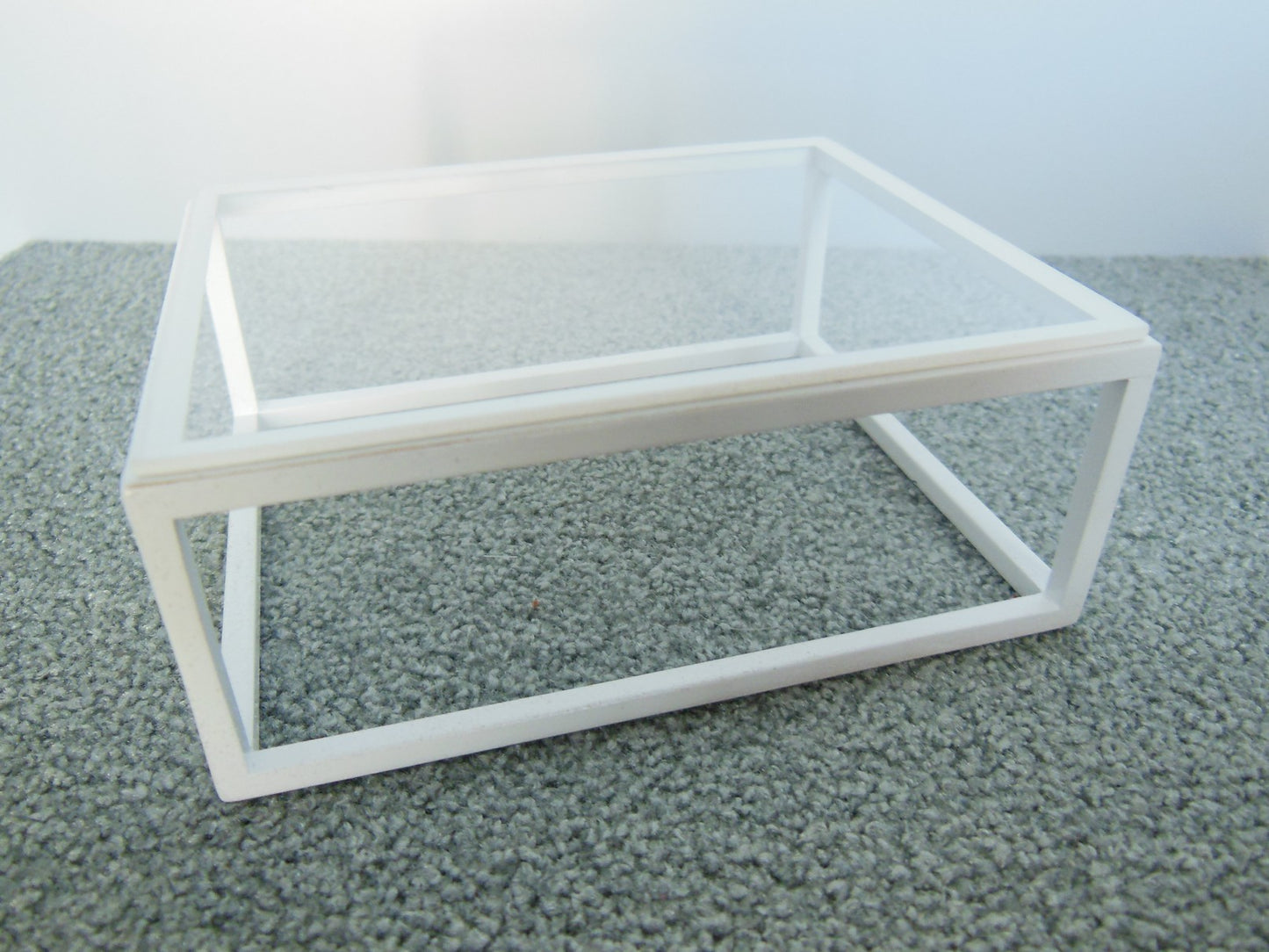 Parsons Coffee Table with Glass Top and White Base
