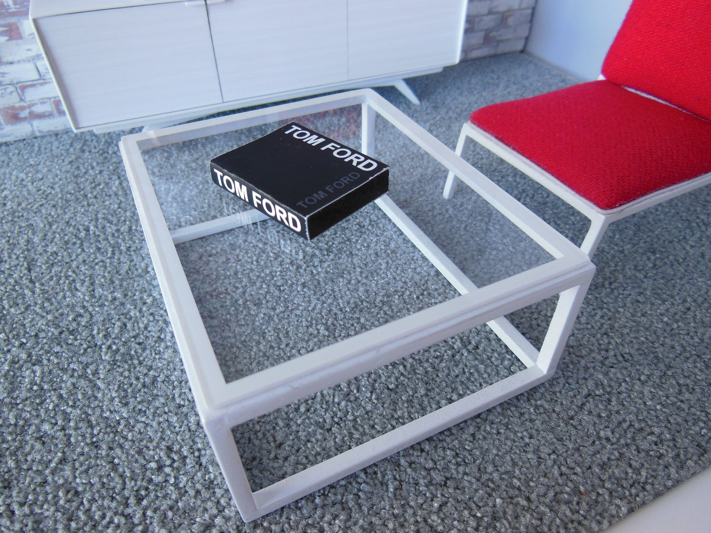 Parsons Coffee Table with Glass Top and White Base
