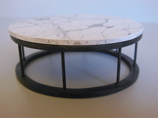 Marble Spoke Drum Table Marble/Black