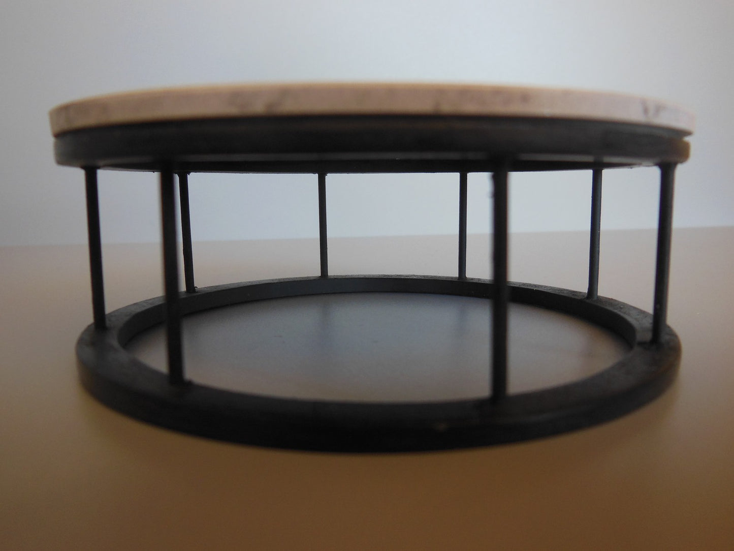 Marble Spoke Drum Table Marble/Black
