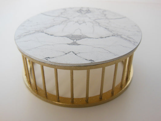 Marble Spoke Drum Table Marble/Gold