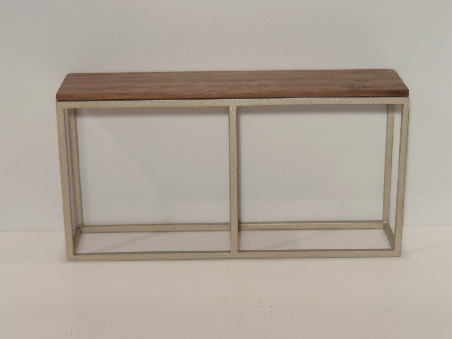Industrial Console Table - Champagne Base with Walnut Top