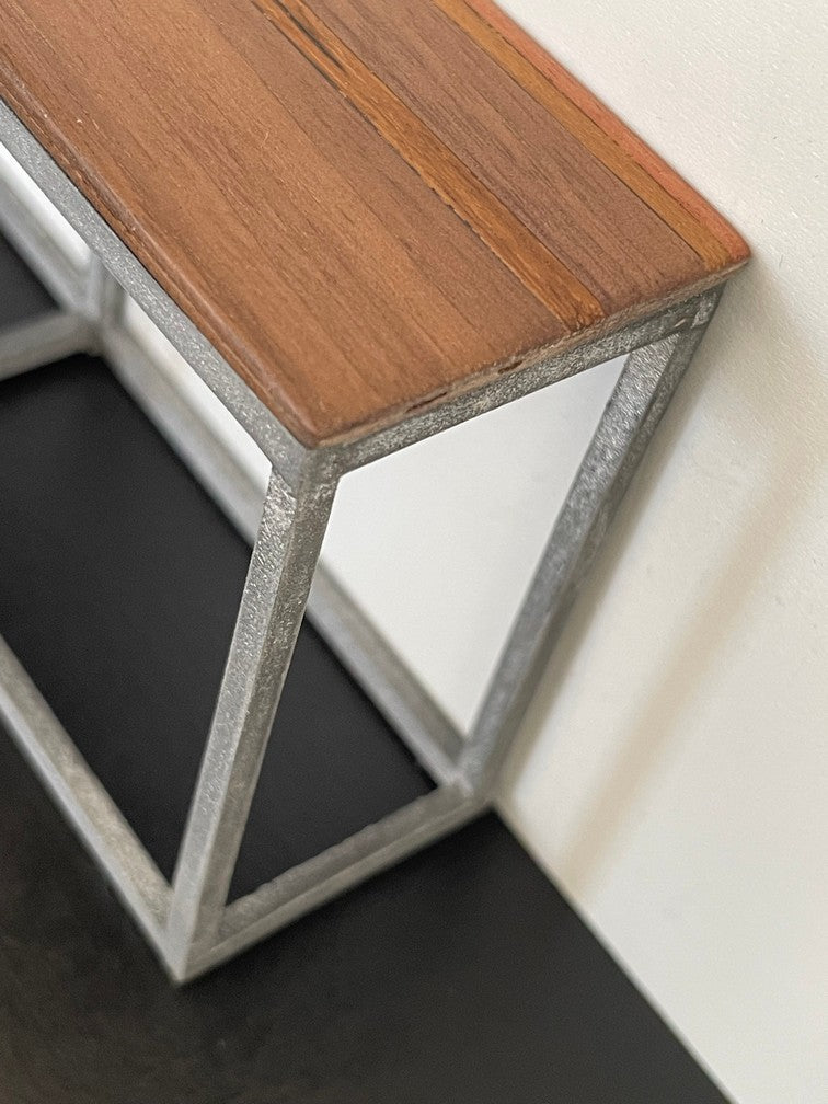 Industrial Console Table - Silver Base with M.U.T.T. Top