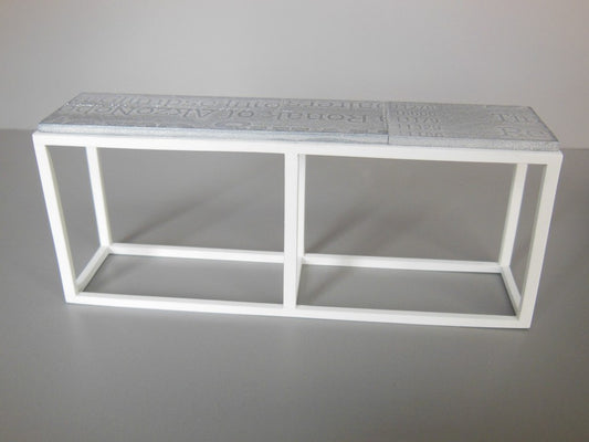 Industrial Console Table - White Base with Burnished Metal Top